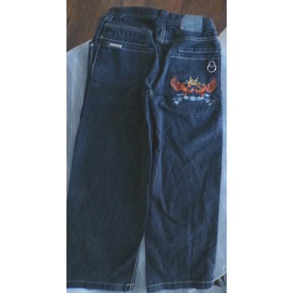 Vtg 90's JNCO Jeans Black 14 Wide Embroidered Phoenix Crown Y2K Skater 28 x 27 - Picture 4 of 12